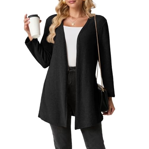 Black Cardigans Sweaters for Women Long Sleeve Lightweight Cozy Open Front Fall Cardigan with Pockets Trendy 2025 - Thumbnail 2