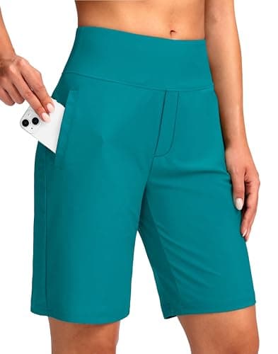 Viodia Women's 9" Long Swim Shorts Modest Swimsuits Bathing Suit Knee Length Bermuda Board Shorts for Women with Pocket Lake Blue - Image 1