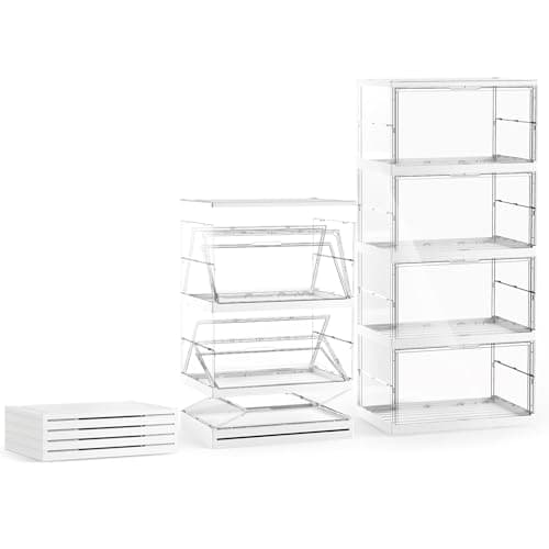 XOS 198QT Ultra Large Storage Bins Closet Organizer and Storage Foldable & Collapsible Containers Drawers Organizer Bookshelf Bookcase Cabinet Display Case 4-Tier Plastic with Lids for Bedroom - Image 1