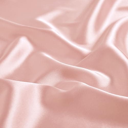 Natural Silk Pillow Cases for Hair and Skin, 2 Pack Cooling Satin Feel Queen Size Pillowcases, Super Soft & Breathable Sleeping Bed Pillow Covers with Hidden Zipper 20x28 Inches (Pink) - Thumbnail 4
