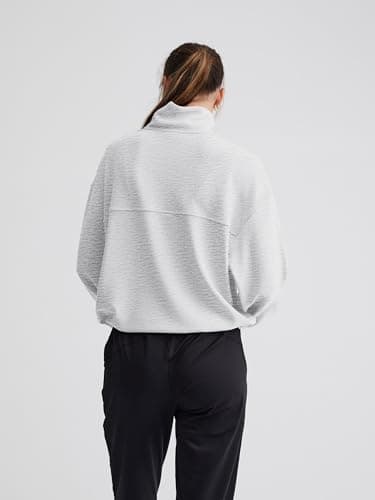 COCOMARTS Womens Sweatshirts Half Zip Pullover Drawstring Waist Sweaters Quarter Zipper Hoodies 2025 Fall Winter Fashion Clothes Outfit Light Gray Medium - Thumbnail 4