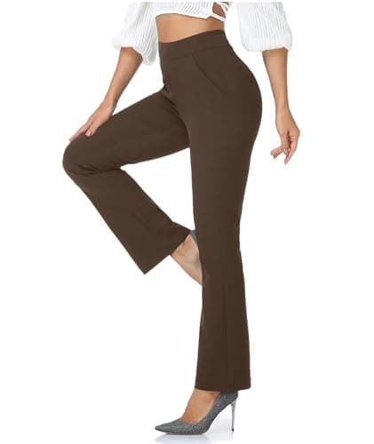 Agenlulu High Waisted Dress Pants for Women Bootcut Elastic Waist Black Work Slacks for Women Business Casual 29.5" Inseam