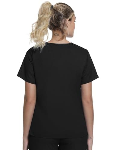 Scrubs for Women, Soft V-Neck Scrub Tops, Stretch and Wrinkle-Free Fabric with 2 Pockets, Breathable & Easy Care Black - Thumbnail 2