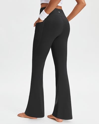 Stelle 29" Fleece Lined Leggings for Women Thermal Bootcut Yoga Pants High-Waisted Winter Leggings with Pockets(Black, S) - Thumbnail 2