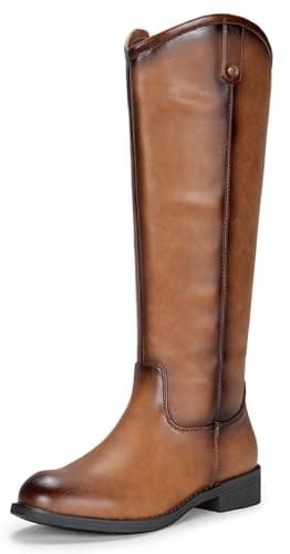 Vepose Women's Knee High Boots 956 Brown Zipper Casual Weather Tall Fashion Retro Vegan Boots for Women Size 7(CJY956 Brown pu 07)