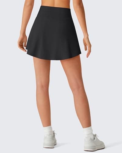 G4Free Tennis Skirts for Women High Waisted Golf Skort Summer Casual Skirt Adjustable Drawstring Curved Hem Skorts with Inner Pockets(Black,XXL) - Thumbnail 4