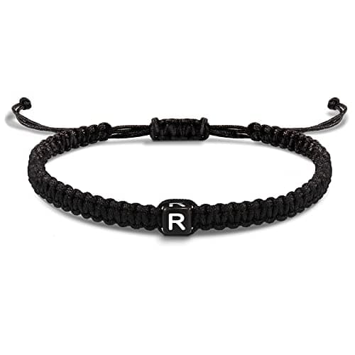 Btysun Gifts for Women Teen R Initial Bracelets for Women Black Girlfriend Boyfriend Birthday Graduation Trendy Bracelet Braided Rope Jewelry - Image 1
