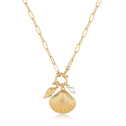 HESSAWELL Shell Pendant Necklace for Women Dainty Gold Charm Necklace Trendy Beach Summer Jewelry - Image 1