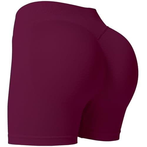 ZYNKIE Women's Scrunch Butt Lifting Workout Shorts 4.5" Tummy Control Short Gym High Waisted Seamless Yoga Biker Shorts Black Cherry