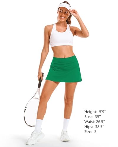 Stelle Women Tennis Golf Skirts High Waisted with Inner Shorts for Athletic Workout Sports Skorts Running Pickleball (EG,XL) - Thumbnail 5