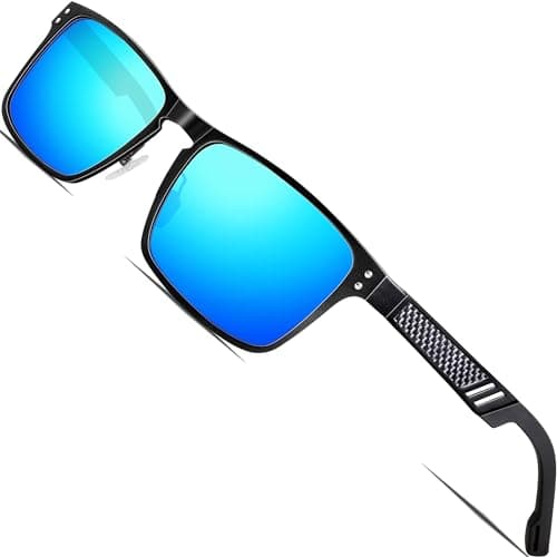 ATTCL Driving Polarized Sunglasses for Men: Classic Square Al-Mg Metal Frame Lightweight UV Protection for Travel & Outdoor 6500 Blue - Image 1