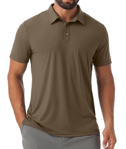 Askdeer Men's Polo Shirts Short Sleeve Performance Golf Shirts Lightweight Moisture Wicking Active T-Shirts Coffee Medium - Image 1