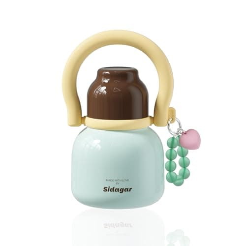 Sidagar 22 oz Water Bottle with Straw and Bowl, Wide Mouth Insulated Stainless Steel Tumbler;24H Ice Cold Leak-Proof Cup for Women Picnic & Hiking; Heart Bracelet Charm, Ideal Gift Choice, Gem Blue