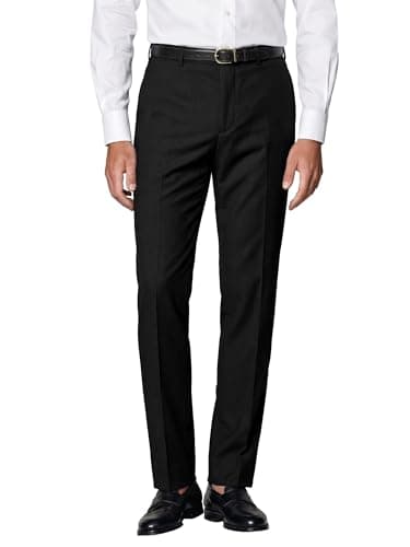 Comdecevis Men's Modern Fit Dress Pants Wrinkle Resistant Black Slacks Men for Business Casual Black 32×30