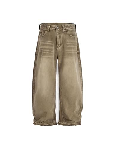 Aelfric Eden Barrel Jeans Retro Loose Jean Pant Casual Wide Leg Baggy Denim Pants Streetwear Brown 30 - Thumbnail 3