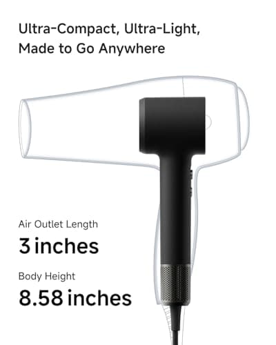 Laifen MINI Hair Dryer, Lightweight and Compact High Speed 200M Ionic Blow Dryer with 110, 000 RPM Powerful Motor for Fast Drying, Low Noise, Hairdryer with Magnetic Nozzle, Child Mode - Thumbnail 2