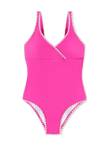 Girls Summer Swimsuit One Piece Bathing Suit Padded Adjustable Strap Swimwear Set Teens Girls Beach Cover Up 13-14T (Turquoise, 13-14 Years) - Image 1