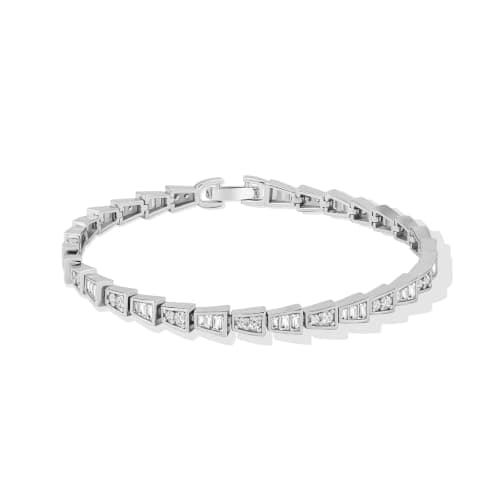 TOPROO 14K Gold Tennis Bracelets for Women,Wedding X Link Cubic Zirconia Bracelet (White Gold, Brass link chain, Brass, Tennis Chain) - Image 1