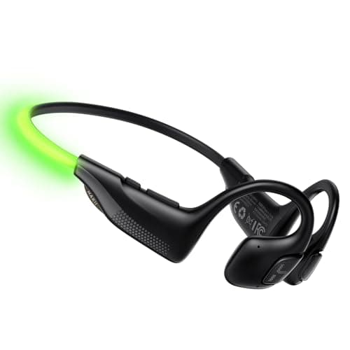 HAKII Light 2 Open Ear Headphones, IPX5 Running Headphone with 180° Ultra-Bright Beacon String, BT 6.0, 16H Playtime, Air Conduction Headphones Open Ear Earbuds for Fitness, Cycling, Outdoor - Green