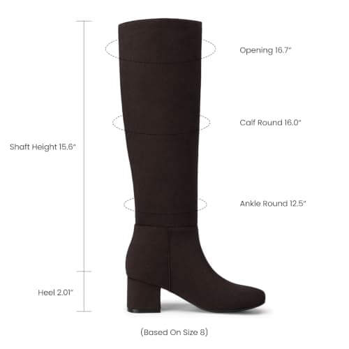 Athlefit Knee High Boots Women Chunky Heel Tall Fall Boots Brown Suede 7 - Thumbnail 5