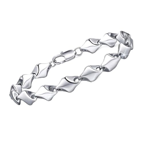 VNOX Stainless Steel Bracelet for Men - Special Irregular Geometric Rhombus Link Chain Bracelet for Men, Mens Silver Bracelets Metal Wrist Jewelry Trendy Gifts for Boyfriend Teen,8 Inch - Image 1