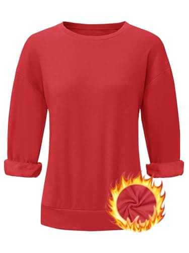 STOLKISS Women Long Sleeve Fleece Lined Sweatshirts Casual Crew Neck Cute Pullover Tops Fall Fashion Soft Thicken Sweatshirt - Thumbnail 5