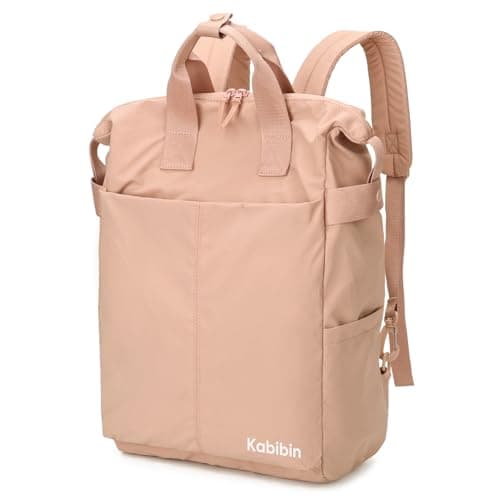 Kabibin Backpack for Women Men, Ultra Lightweight Waterproof Carry-On Daypack with 15.6in Laptop Compartment for College Travel Work (Pink)