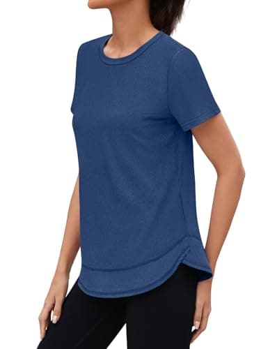 3rd hill Womens Workout Tops Short Sleeve Crewneck Sports Yoga Running Shirts Quick Dry Outfits Deep Blue S - Thumbnail 3
