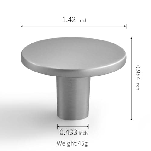 YAGU 10 Pack Brushed Nickel Kitchen Cabinet Knobs 1-1/2 Inch Round Solid Dresser Drawer Pulls Satin Silver Furniture Hardware for Closet Cupboard Wardrobe - Thumbnail 3