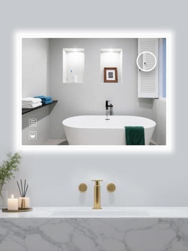 Led Mirror for Bathroom, 24x32 Inch Backlit Mirror with 10X Magnification and Shaver Charging Port, Anti-Fog, Memory Function, 3 Color Temperature, Dimmable Led Bathroom Mirror, Horizontal/Vertical - Image 1
