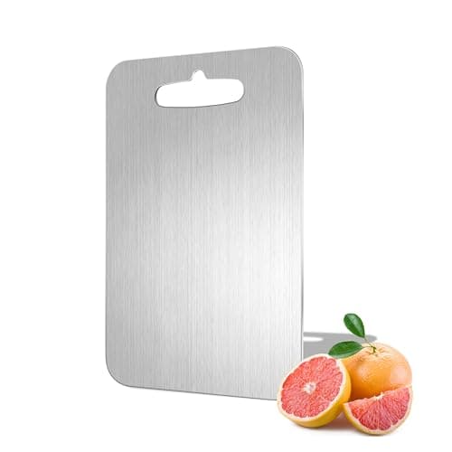 Titanium Cutting Board - Katuchef 100% Pure Titanium Cutting Boards for Kitchen Double Sided Non Toxic Titanware for Meat/Vegetables, Hygiene Durable Dishwasher Safe Metal Chopping Board Small - Image 1