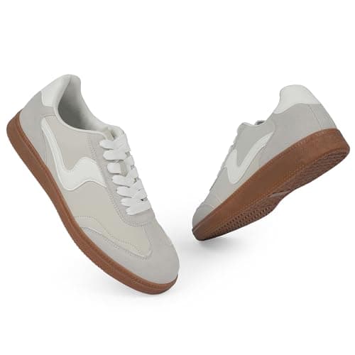 Tigeridea Womens Sneakers Comfortable Casual Shoes for Women Lace up Slip on Grey Tennis Shoes Women's Fashion Sneakers Size 7 - Thumbnail 5