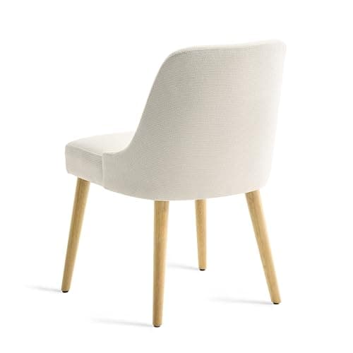 Xdeco Wooden Dining Chairs Set of 2, Modern Upholstered Dining Room Chairs with Rubberwood Legs and Linen Padded Seats, Kitchen Chairs for Restaurant Kitchen Living Room, Cream - Thumbnail 5