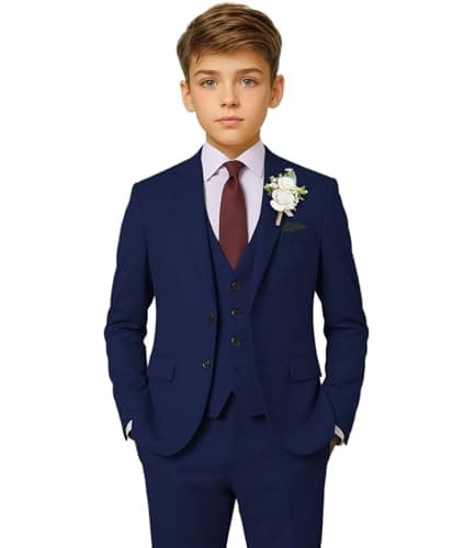 Suit for Boys Blue Tuxedo Slim Formal Sets for Boy 5 Piece Suits Size 12 - Image 1