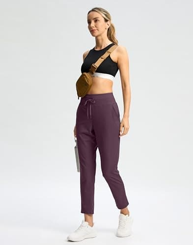 G Gradual Womens Pants High Waisted Golf Pants 2 Deep Pockets 7/8 Ankle Athletic Pants for Teacher Travel Casual Lounge Work, Wine, 3X-Large - Thumbnail 3