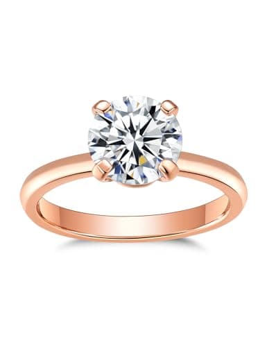 IMOLOVE Moissanite Solitaire Engagement Ring for Women Women's Engagement Rings Moissanite Promise Rings 2CT D Color Wedding band 925 Sterling Silver with 18K Rose Gold Plated-8.5 - Image 1