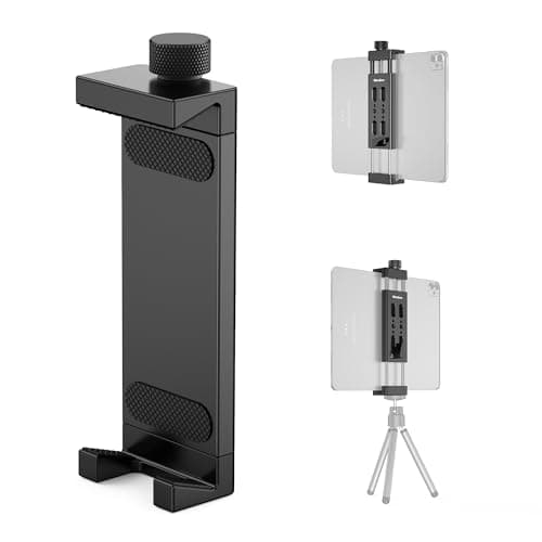 Aluminum Tablet Tripod Mount for iPad, Universal Adjustable Tablet Holder with Dual 1/4"-20 Screw Holes, Quick Release Design, Tripod Adapter Compatible with iPad Pro/Air/Mini, Galaxy Tab, Surface Pro - Image 1