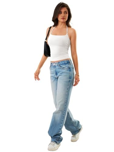 GKBK Women's Halter Tank Top Backless Double Lined Y2k Trendy Going Out Sexy Summer Camisole Crop Tops 2026 White S - Thumbnail 6