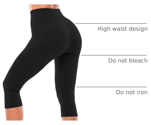 SINOPHANT High Waisted Leggings for Women - Full Length Capri Buttery Soft Yoga Pants for Workout Athletic(Black Cross Waist,S-M) - Thumbnail 4