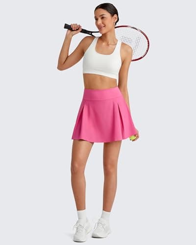 G4Free Golf Skorts for Women Summer Tennis Skirt with Shorts High Waisted Workout Skirts with Pockets Athletic Pickleball(Rose Pink,M) - Thumbnail 6