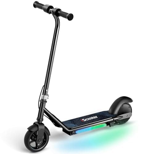 iScooter IK3 Electric Scooter for Kids Ages 6-12, 150W Motor, LED Display, 3 speeds Adjustable, Colorful Lights, Double Brake, Kids Electric Scooter with Magnetic Charging (IK3,Black) - Image 1