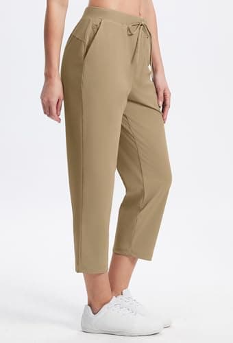 Alaroo Rexley Women's Pants 7/8 Stretch Ankle High Waisted Pants Work Business Casual Travel Sweatpants with Pockets 2026 Beige M - Thumbnail 2