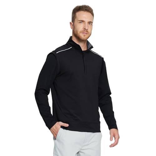 Rouen 1/4 Zip Pullover Mens Golf Vest Athletic Dry Fit Soft Casual Breathable Performance Solid Golf Vests For Men - Thumbnail 3