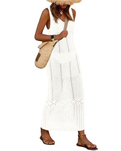 BTFBM Crochet Swimsuit Coverup for Women Summer Outfits Spring 2026 Swimwear Bathing Suit Cover Up Beach Vacation Clothes(White, Large) - Image 1
