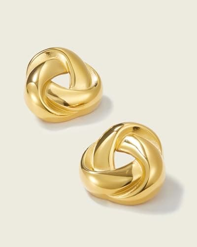 UANNEAU Gold Chunky Earrings for Women Trendy, 14K Gold Plated Dainty Blod Kont Earrings Statement Minimalist Hypoallergenic Earrings - Thumbnail 6