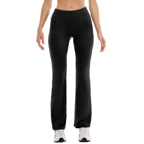 Ipletix Flare Leggings for Women-Bootcut Yoga Pants for Women High Waisted Flared Leggings Dress Pants Black - Thumbnail 5