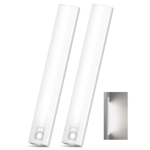 10inch Under Cabinet Lighting, 68 LED Rechargeable Motion Sensor Light Indoor, 6 Levels Dimmable Magnetic Closet Lights, Wireless Under Counter Lights for Kitchen, Stairs, Bedroom, 2-Pack Daylight - Image 1
