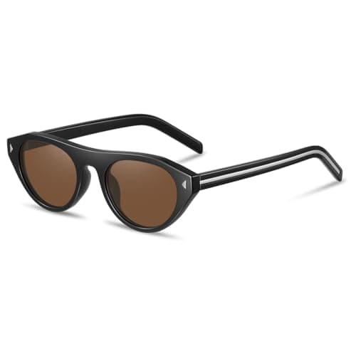 YMRFW Retro Oval Sunglasses for Women Men Trendy Small Cateye Narrow Round Shades UV Protection - Image 1