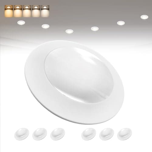AHIMORI 6 Inch LED Recessed Downlight Dimmable 15W 5CCt Warm White Light to Daylight 5000K Flush Mount Ceiling Light Ultra Thin Driverless Retrofit Can Light for Kitchen Bathroom Living Room 6 Pack