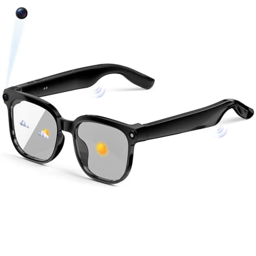 AI Smart Glasses with Camera and Audio, 8MP HD Camera Glasses for Men Women with Voice Assistant, 1080P Recording Sunglasses with Real-Time Translation, Open-Ear Audio for Vlogging, Travel, Business